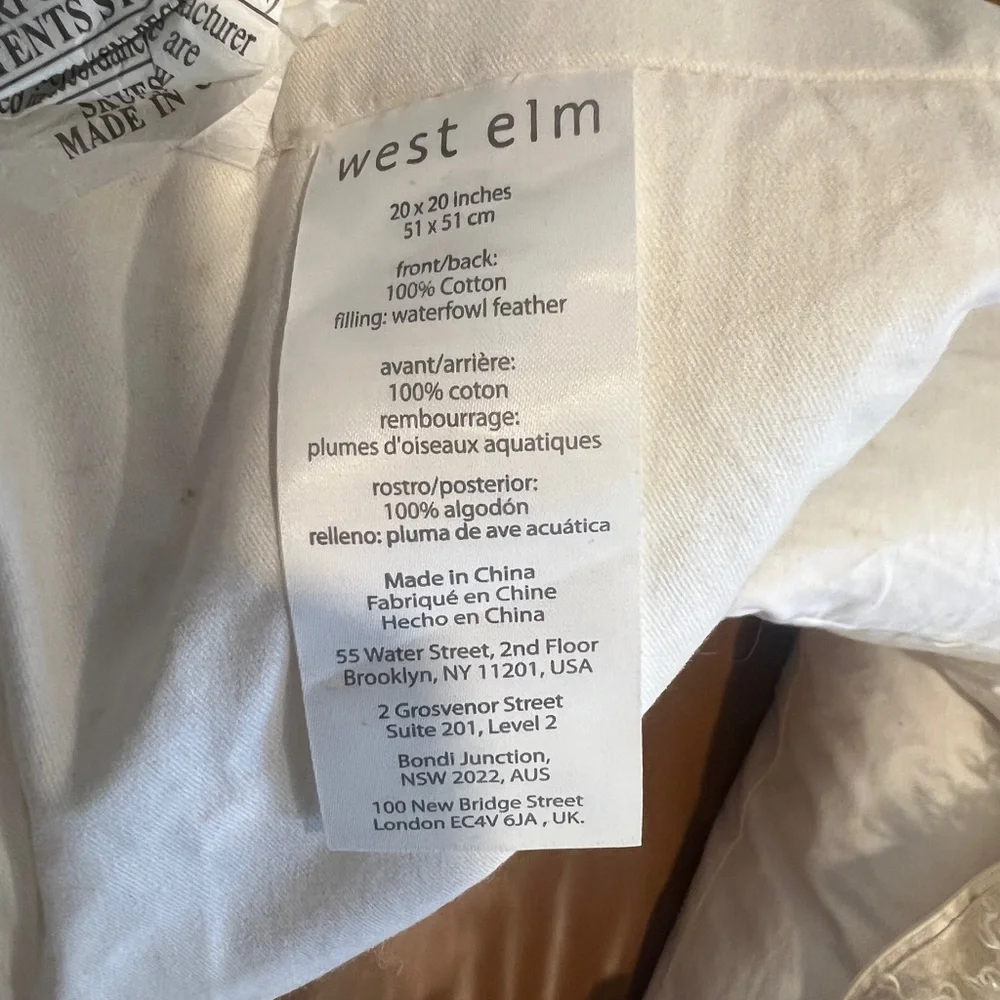 West Elm Fluffy White Throw Pillow